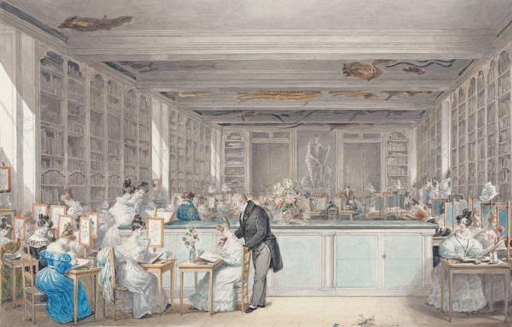 Detail of Pierre-Joseph Redouté's School of Botanical Drawing in the Salle Buffon in the Jardin des Plantes, 1830 by Julie Ribault