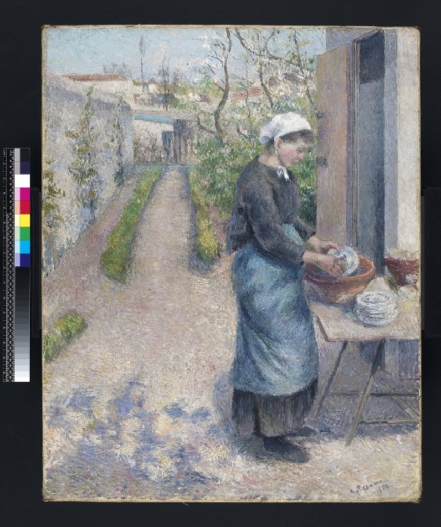 Detail of In the Garden at Pontoise: A Young Woman Washing Dishes, 1882 by Camille Pissarro