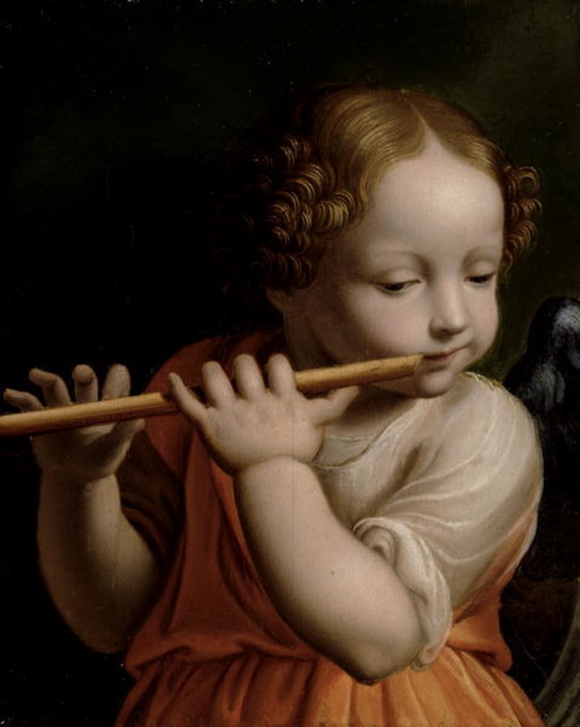 Detail of Child Angel Playing a Flute, c.1500 by Bernardino Luini