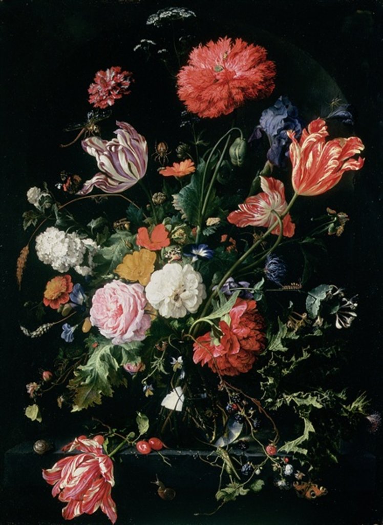 Detail of Flowers in a Glass Vase, c.1660 by Jan Davidsz de Heem