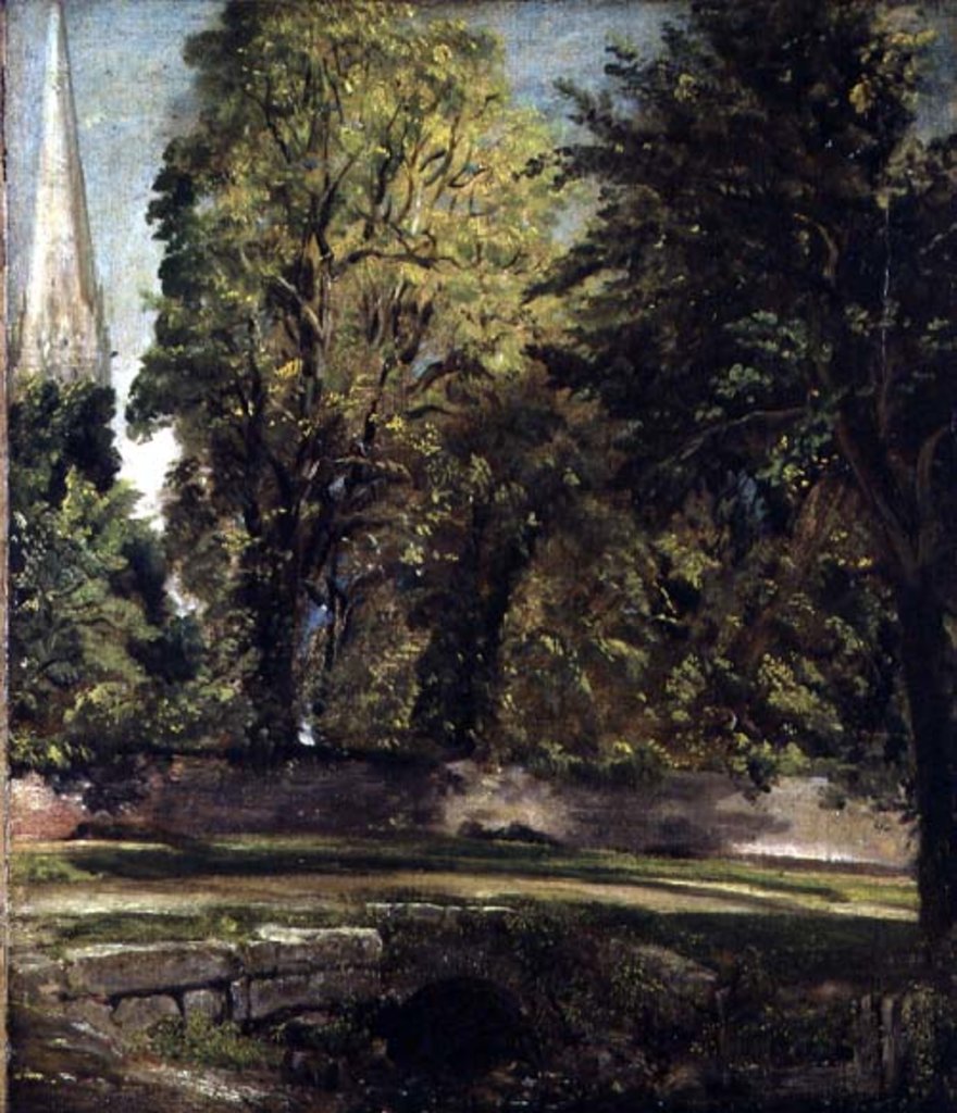 Detail of Salisbury Cathedral Seen Above the Close Wall by John Constable