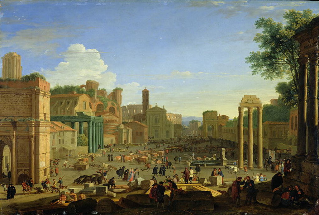 Detail of View of the Campo Vaccino in Rome, c.1631 by Herman van Swanevelt