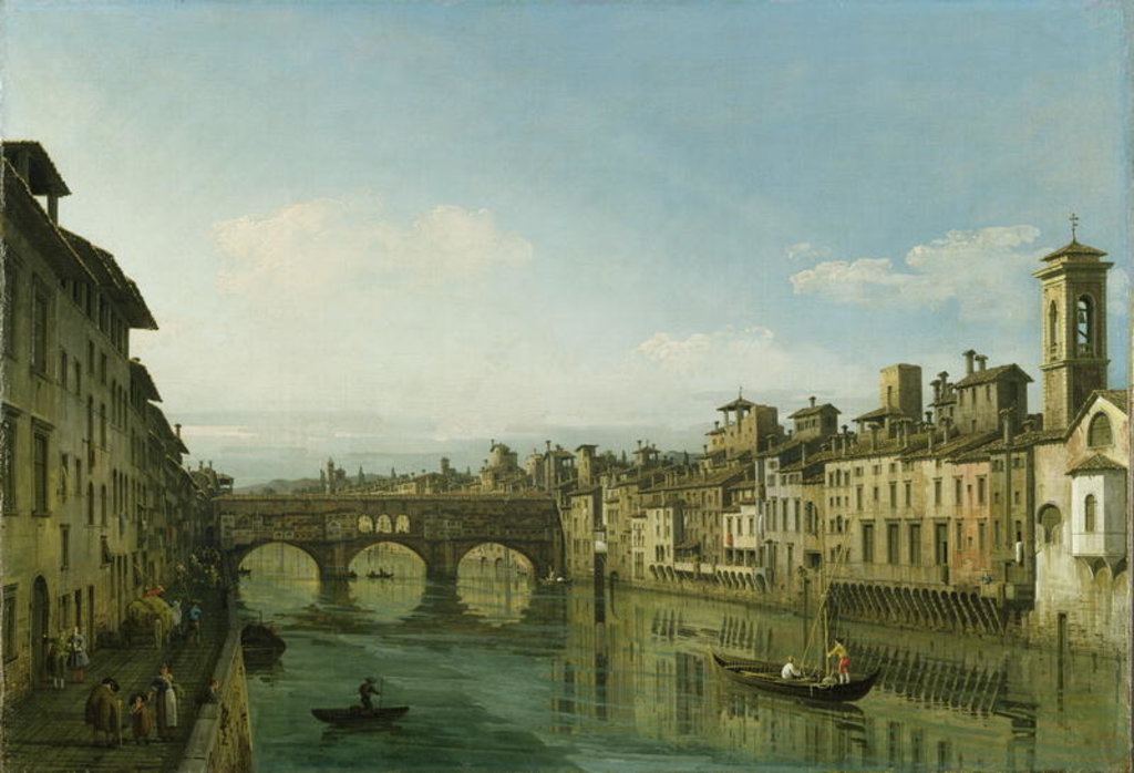 Detail of The Arno in Florence with the Ponte Vecchio, c.1745 by Bernardo Bellotto