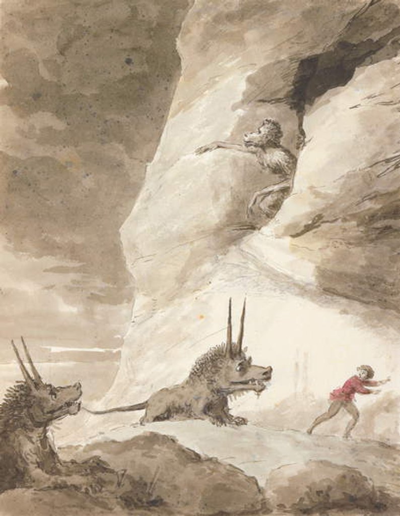 Detail of Monsters chasing a man by George Dance