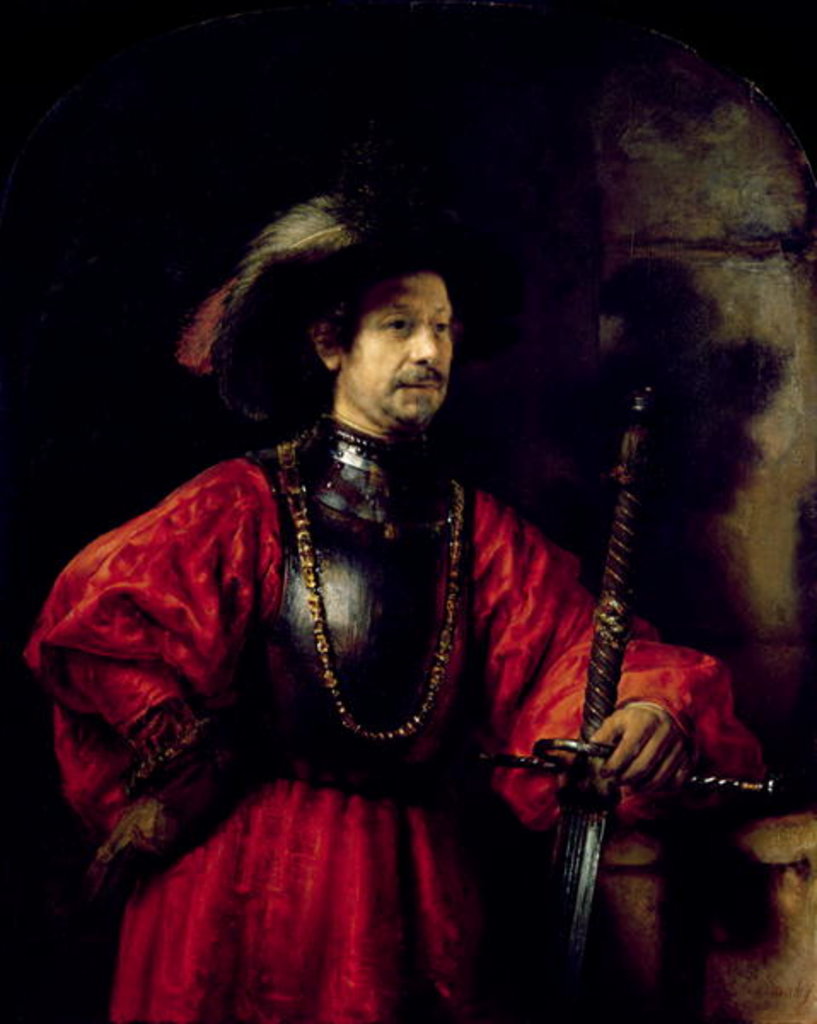 Detail of Portrait of a man in military costume, 1650 by Rembrandt Harmensz. van Rijn