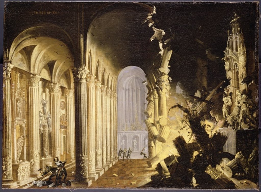 Detail of King Asa of Judah destroying the statue of Priapus by Francois de Nome