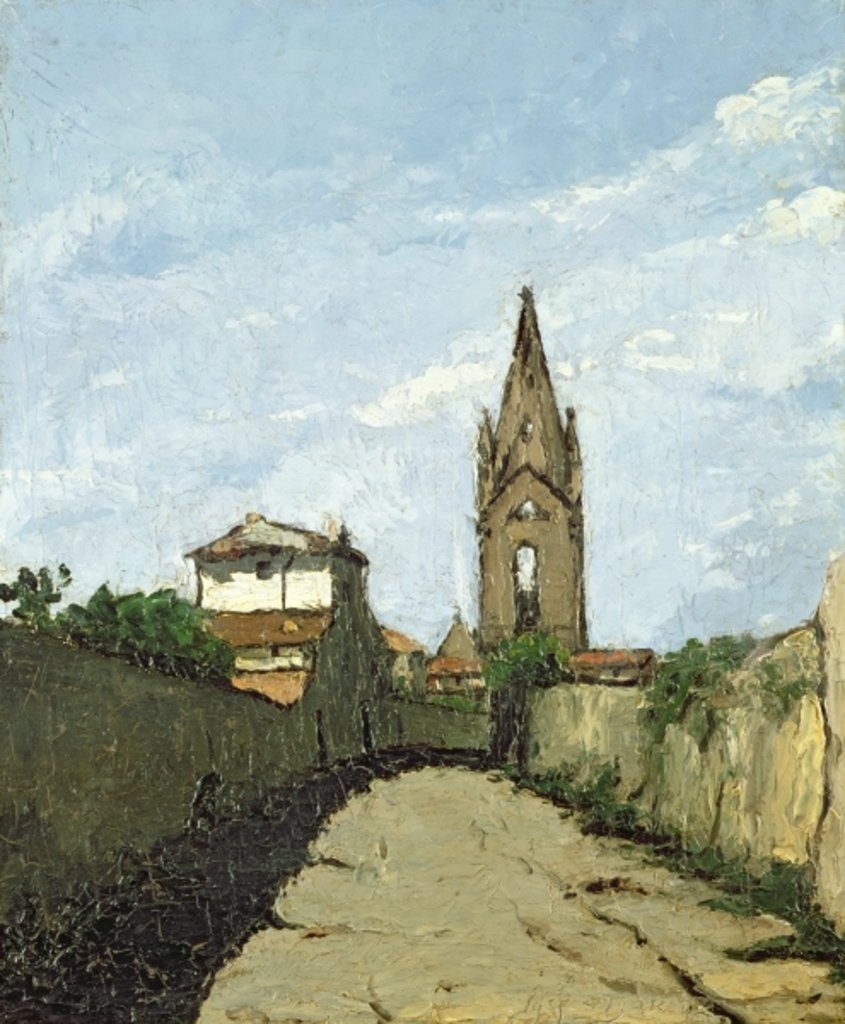 Detail of The Village Church, c.1866-70 by Antoine Fortune Marion