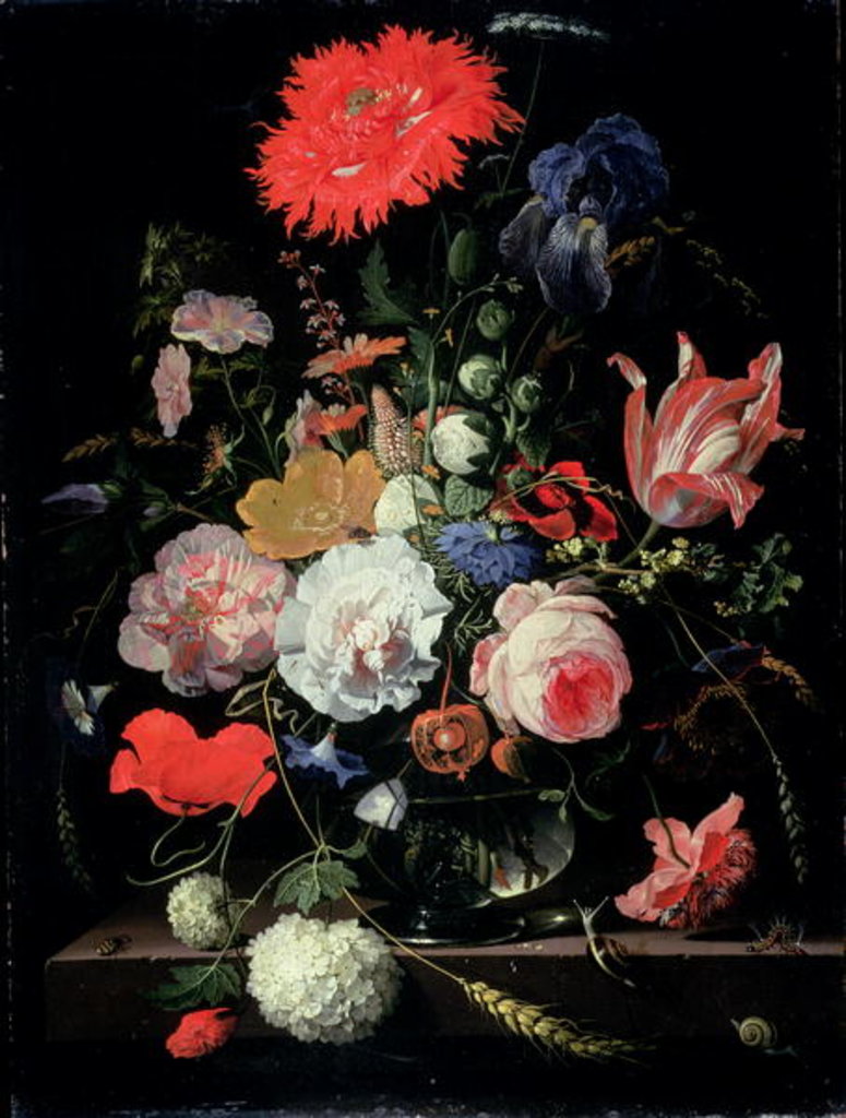 Detail of Flower piece by Abraham Mignon