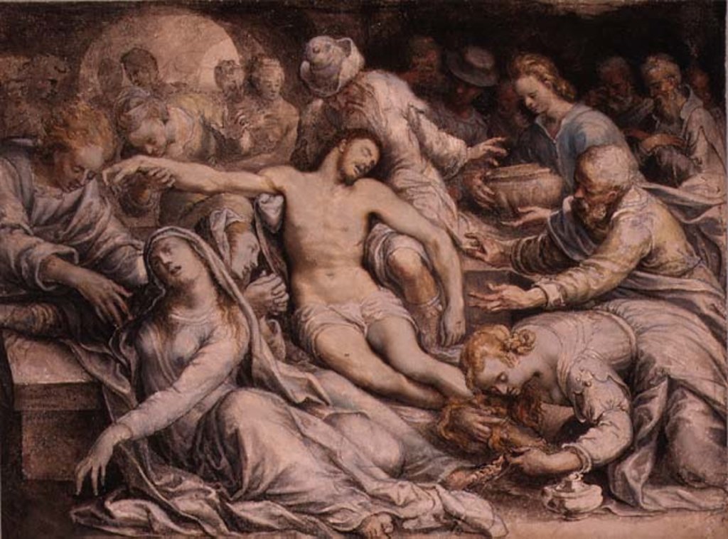 Detail of PD.5-1957 The Lamentation over the Dead Christ, c.1585 by Isaac Oliver