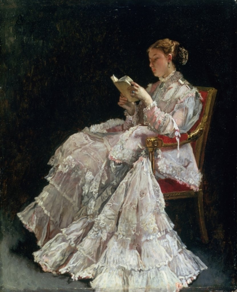 Detail of The Reader, c.1860 by Alfred Emile Stevens