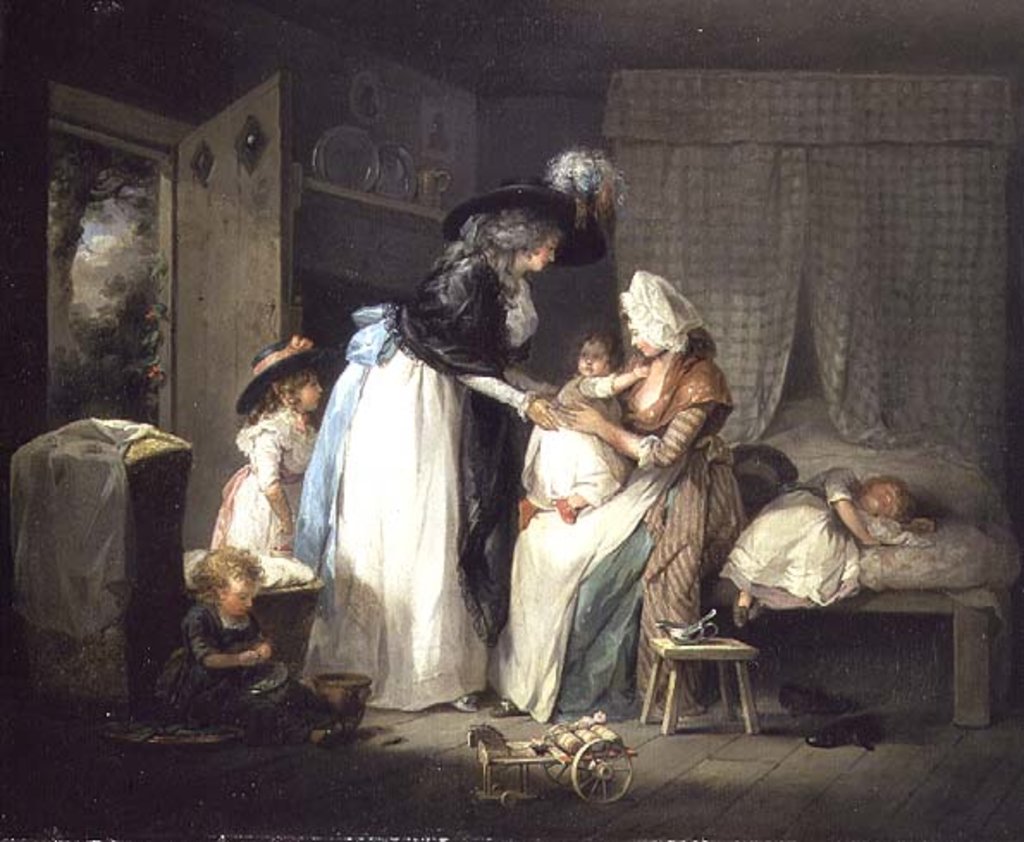 Detail of Visit to the child at nurse, c.1788 by George Morland