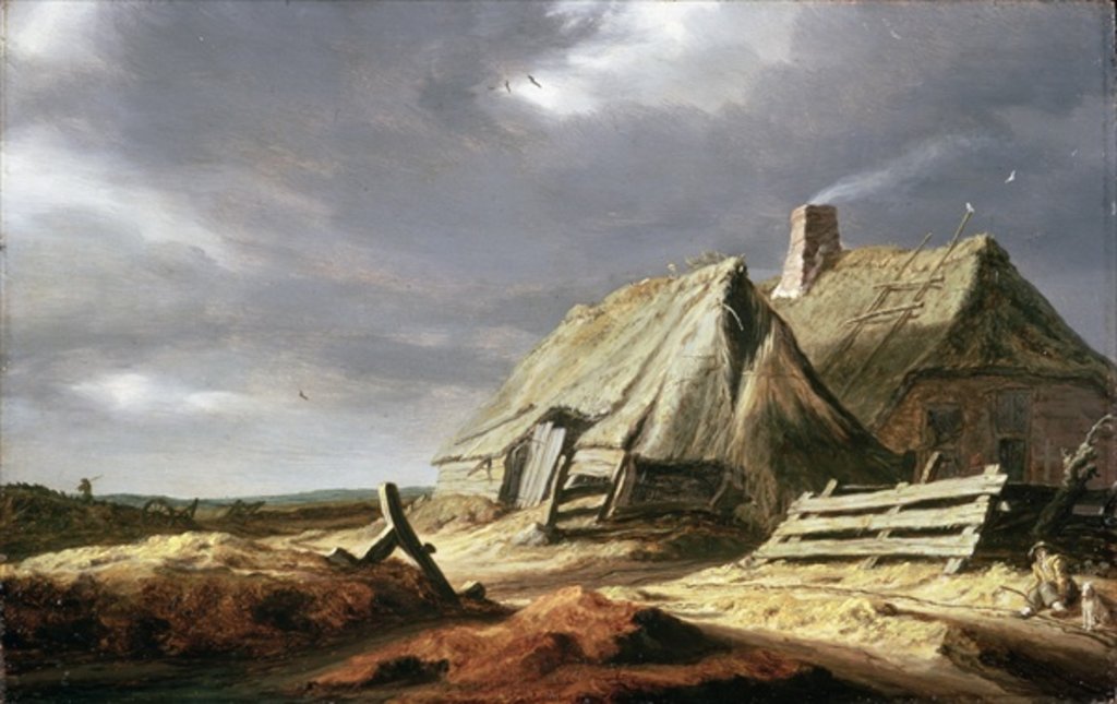 Detail of Farm Buildings in a Landscape, c.1625-28 by Salomon van Ruisdael or Ruysdael