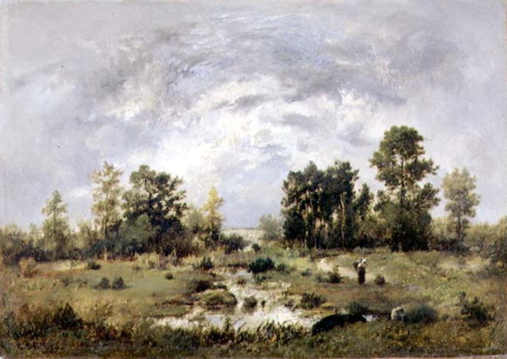 Detail of Wooded landscape, 1870 by Narcisse Virgile Diaz de la Pena