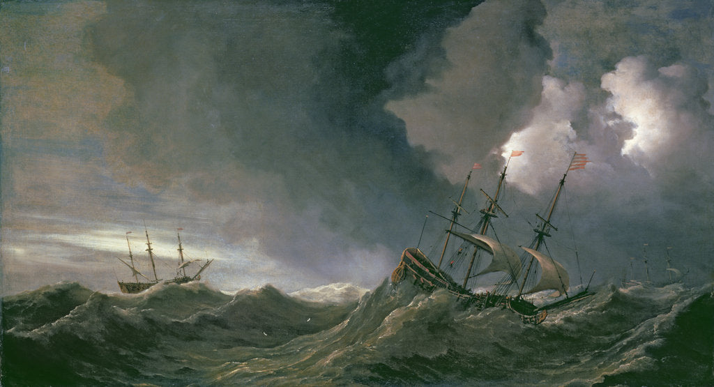 Detail of Storm at Sea by Willem van de II Velde