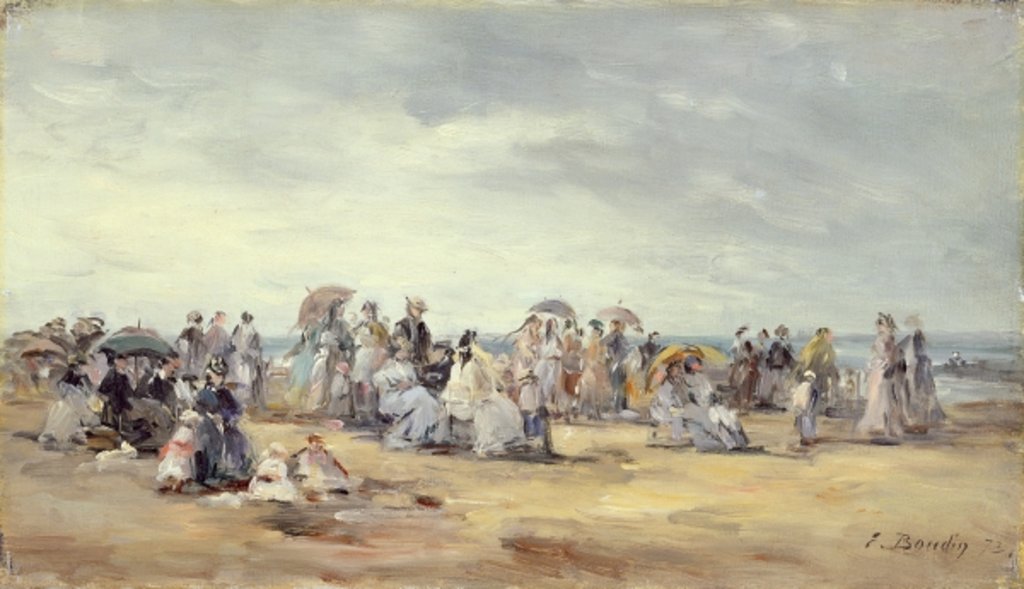 Detail of The Beach at Trouville, 1873 by Eugene Louis Boudin