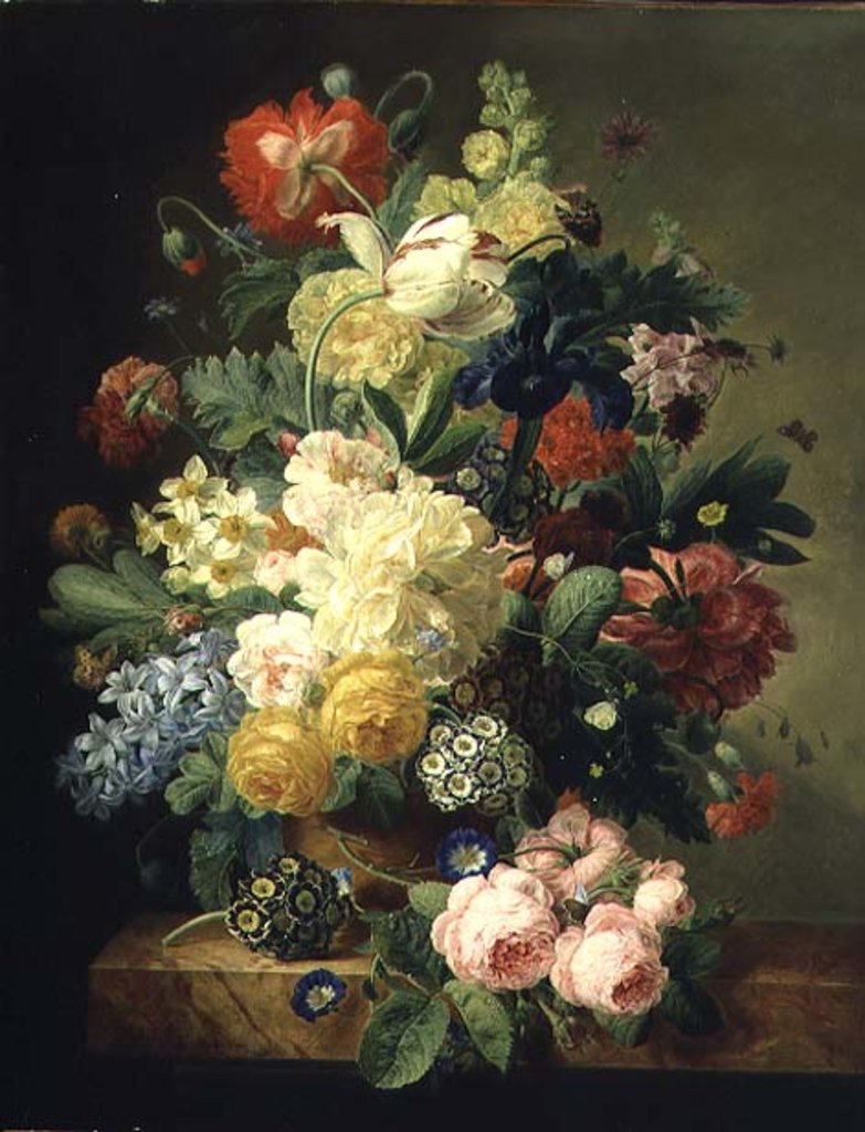 Detail of Vase of flowers by Melanie de Comolera