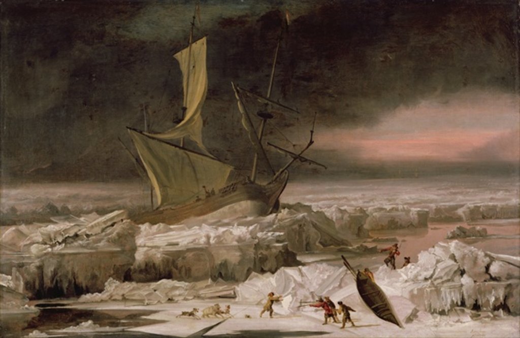 Detail of Arctic Adventure, or A Ship in Distress off Greenland, c.1677 by Abraham Danielsz. Hondius