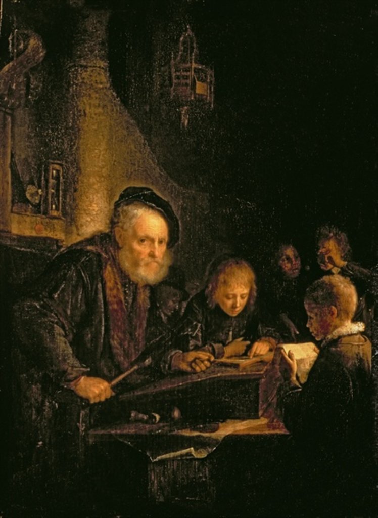 Detail of The Schoolmaster, 1645 by Gerrit or Gerard Dou