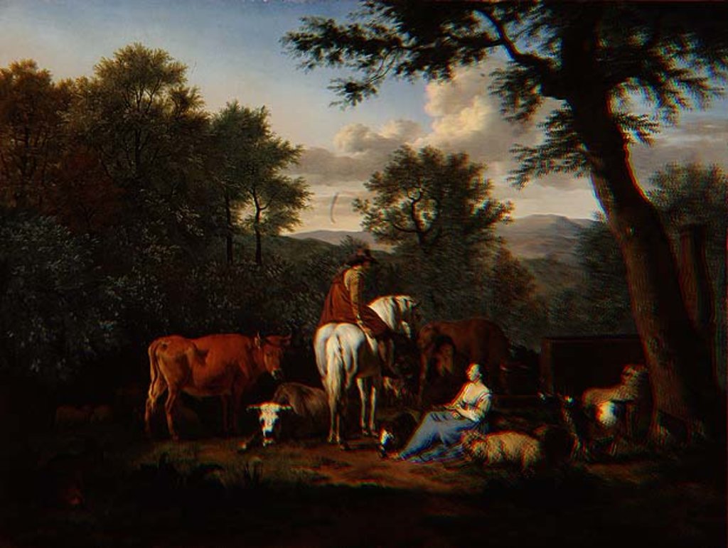 Detail of Landscape with Cattle and Figures, 1664 by Adriaen van de Velde