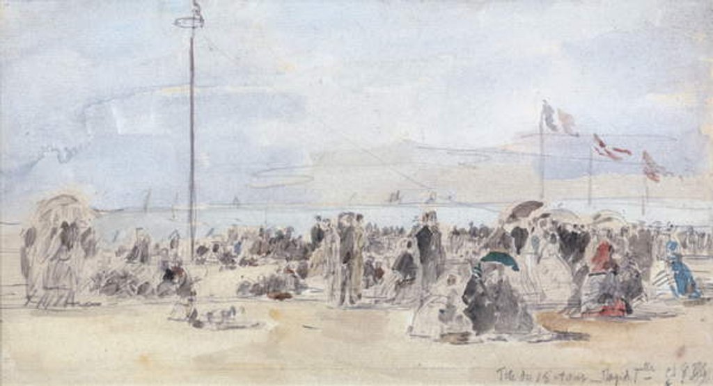 Detail of People on the Beach, Trouville, 1866 by Eugene Louis Boudin