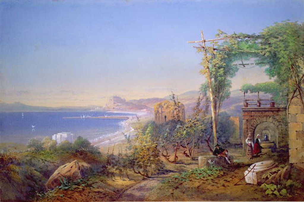 Detail of Castille and the Bay of Baia, Pozzuoli, 1866 by Edward Richardson