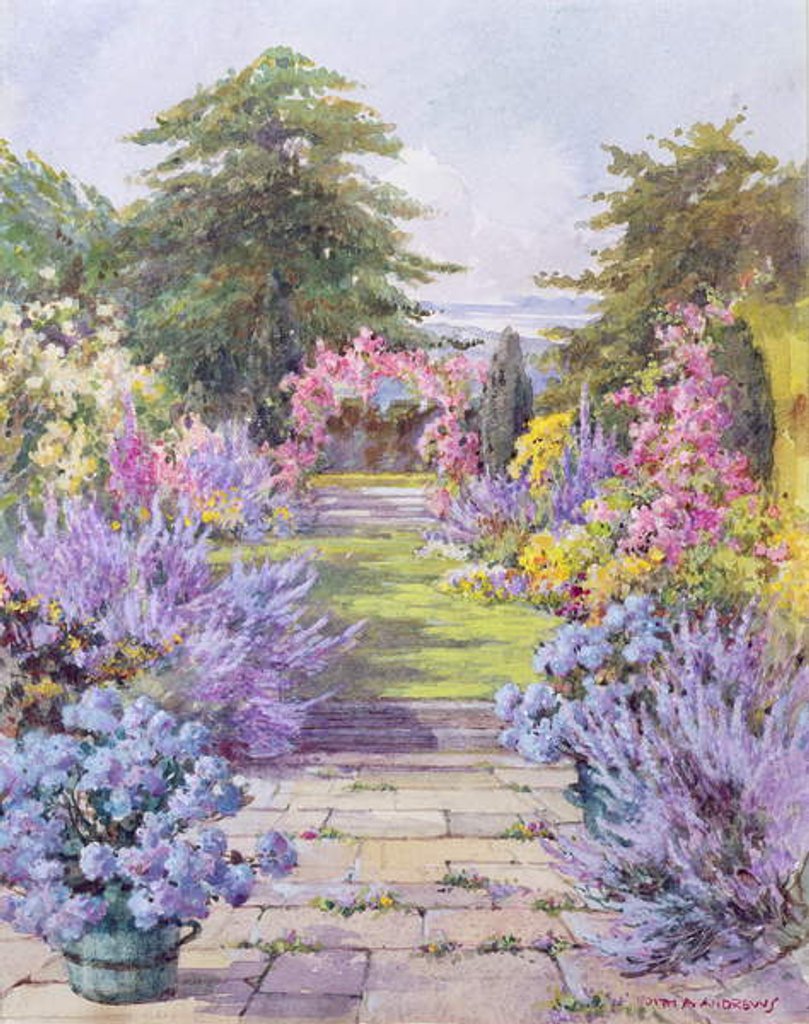 Detail of The Flagstone Path in a Summer Garden by Edith Alice (fl.1900-40) Andrews