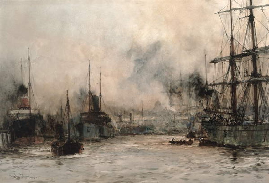 Detail of Shipping in the Pool with St. Paul's in the Background, 1912 by Charles Edward Dixon