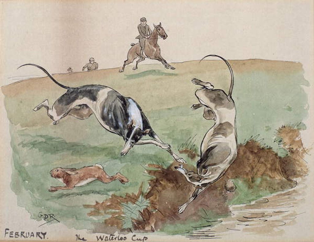 Detail of The Month of February: Coursing by George Derville Rowlandson