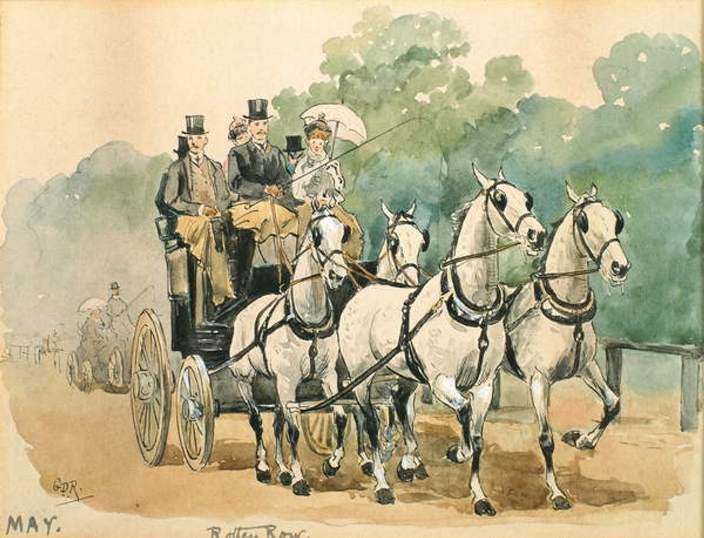 Detail of The Month of May: Coaching by George Derville Rowlandson