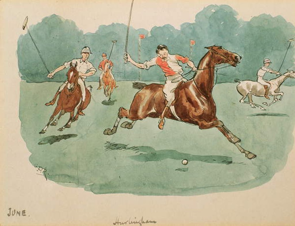 Detail of The Month of June: Polo by George Derville Rowlandson