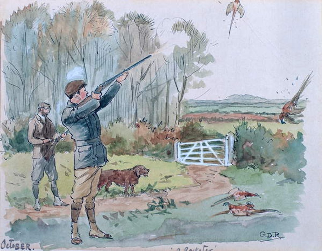 Detail of The Month of October: Pheasant Shooting by George Derville Rowlandson