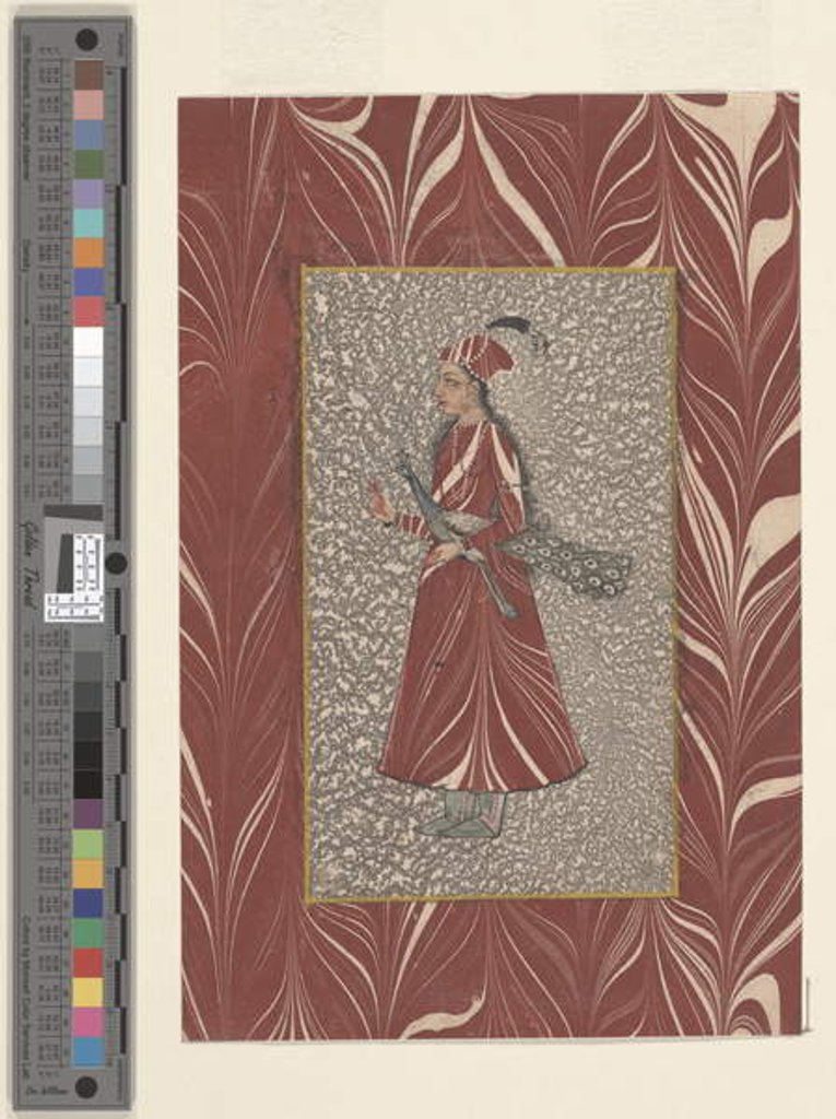 Detail of Woman Holding a Peacock, Bijapur, c.1660 by Indian School