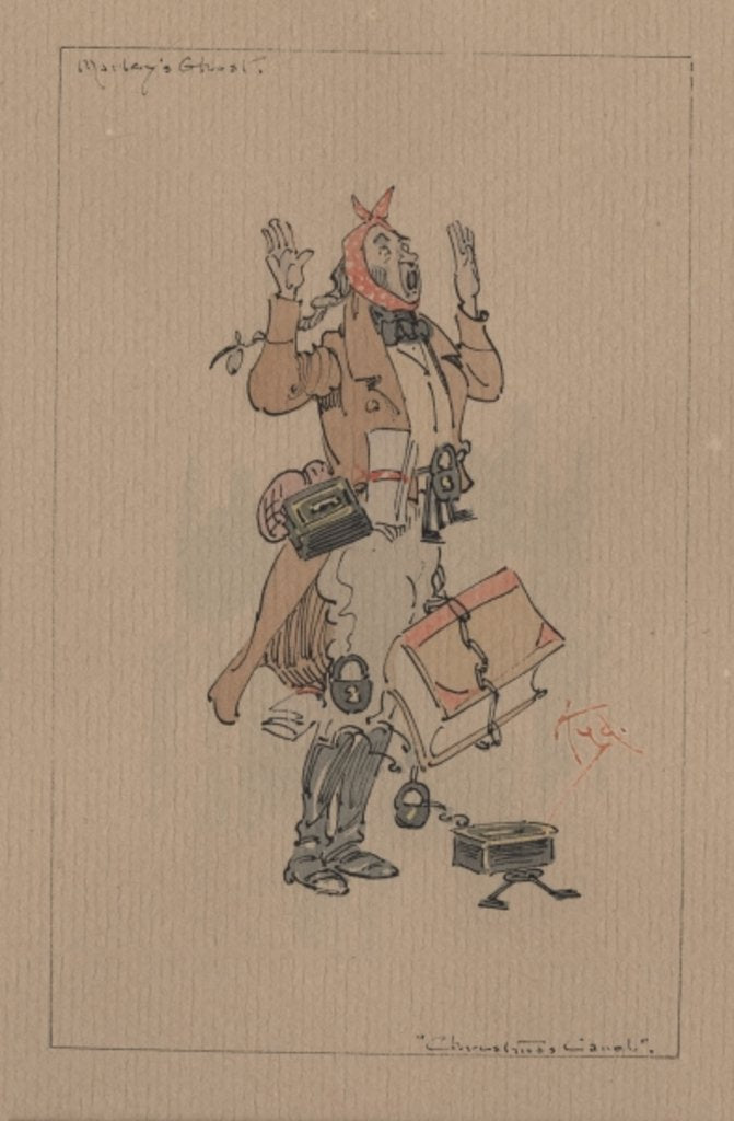 Detail of Marley's Ghost - A Christmas Carol, c.1920s by Joseph Clayton Clarke