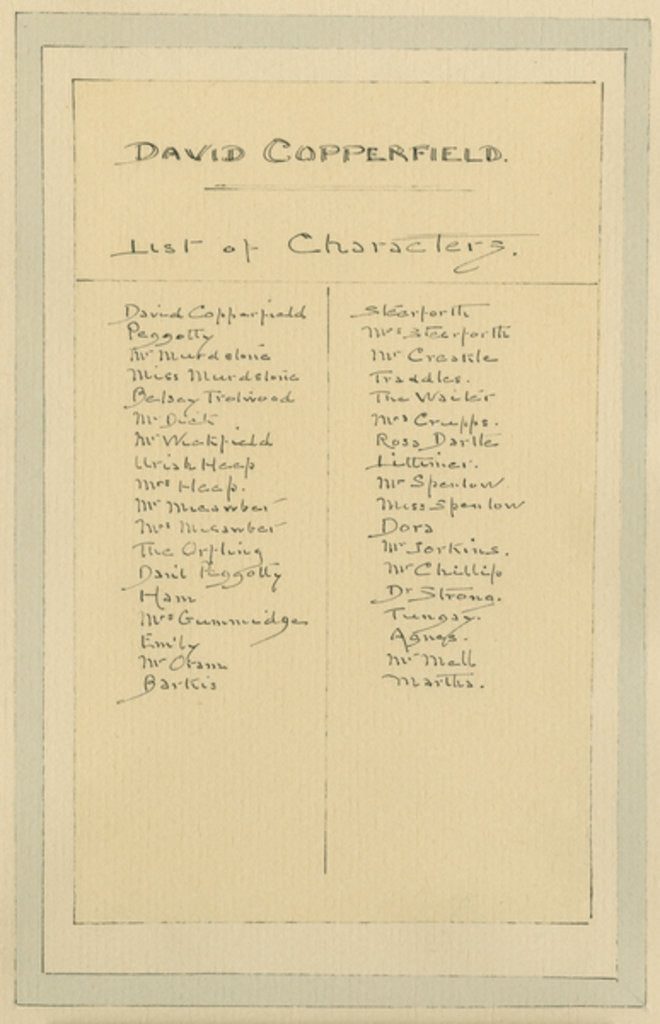 Detail of List of Characters, c.1920s by Joseph Clayton Clarke