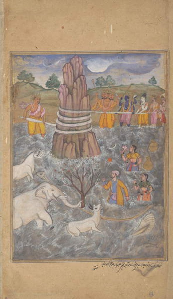 Detail of The Gods and Asuras Churn the Ocean of Milk, page from a dispersed Razmnama, c.1598-99 by Fattu