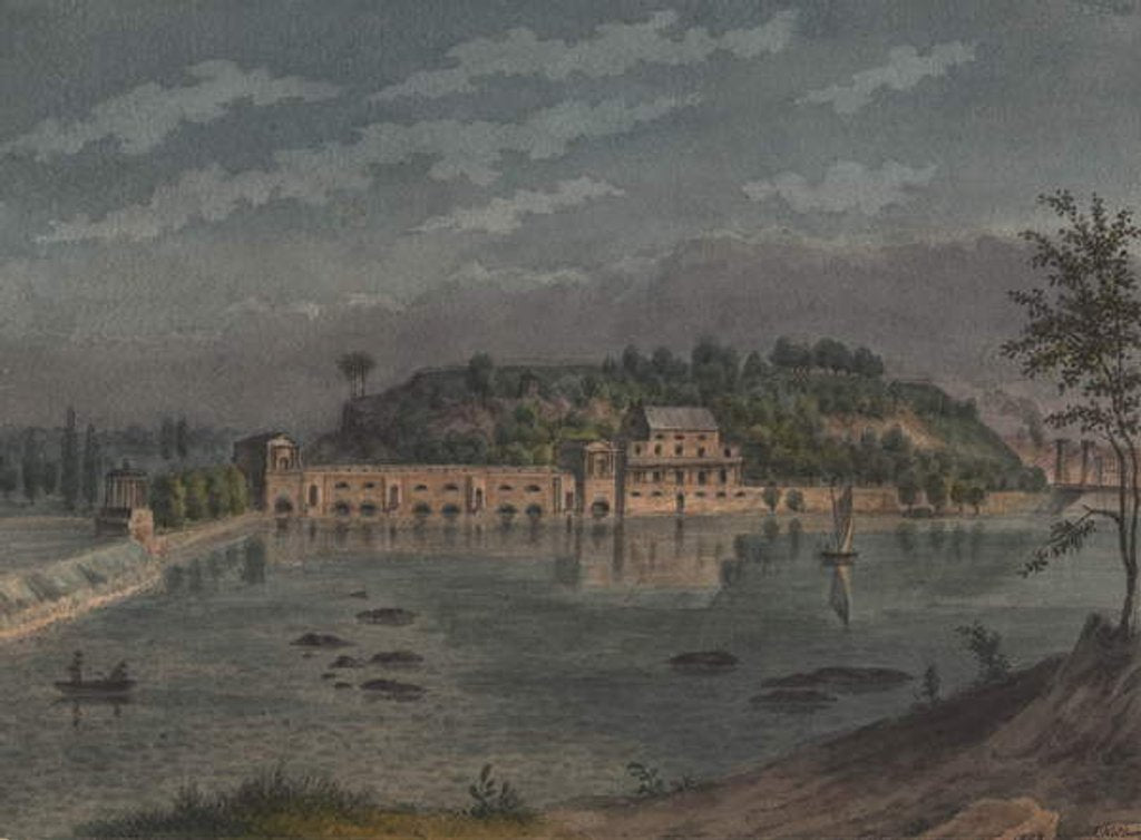 Detail of Fairmount Waterworks, Philadelphia, PA, 1848 by Augustus Kollner