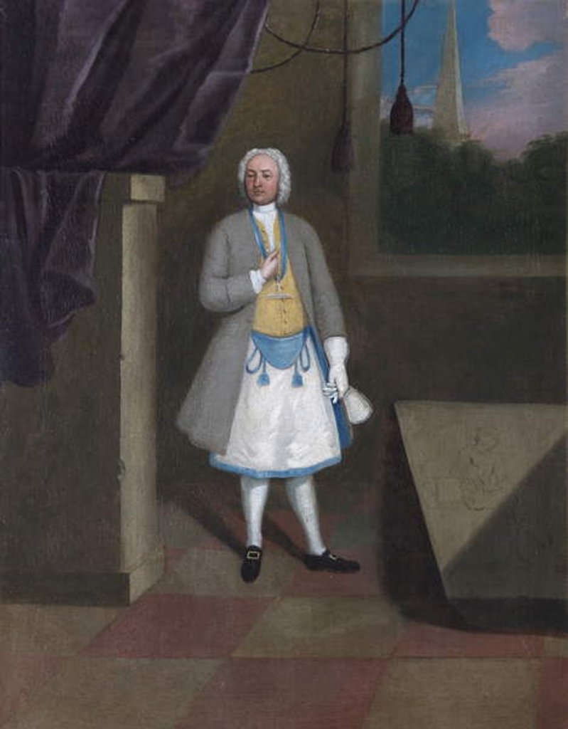 Detail of Portrait of a Freemason, c.1730 by English School