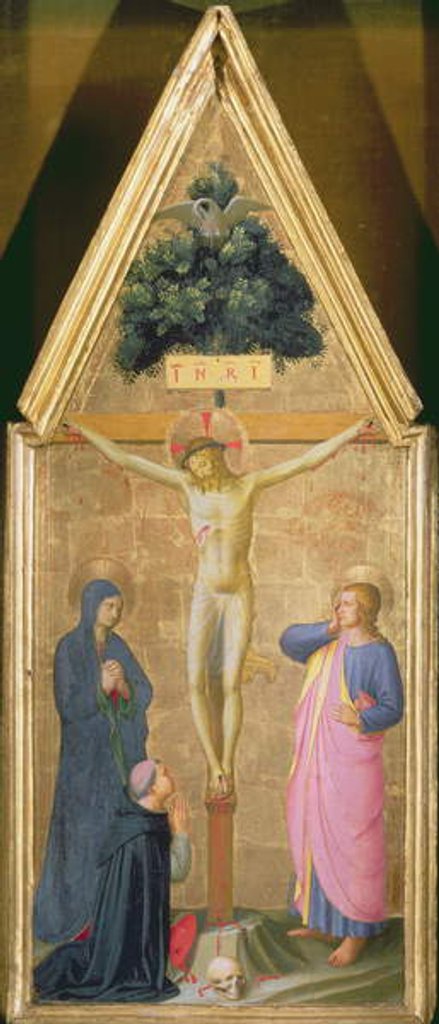 Detail of Christ on the Cross between the Virgin and Cardinal Torquemada and St. John the Evangelist, c.1446 by Fra Angelico