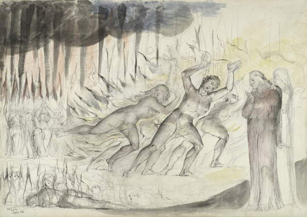 Detail of Dante and Virgil among the Blasphemers by William Blake