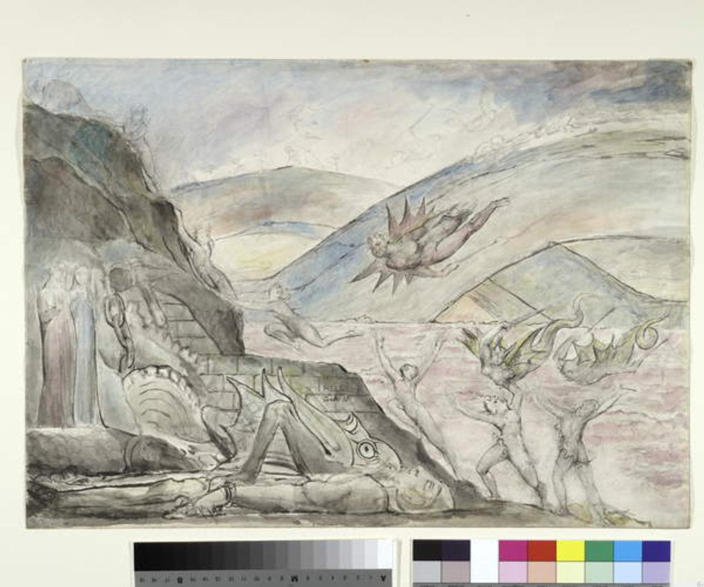 Detail of Demons tormenting the seducers of Malebolge by William Blake