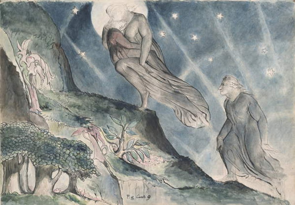 Detail of Lucia carrying Dante in his sleep by William Blake