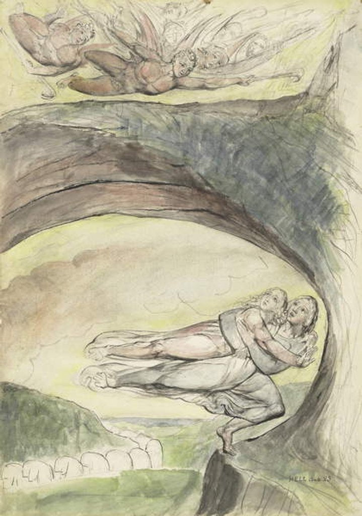 Detail of Virgil rescues Dante from the evil demons by William Blake