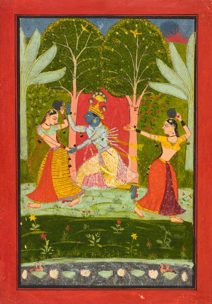 Detail of Krishna exacts a toll from the gopis, c.1660 by Indian School