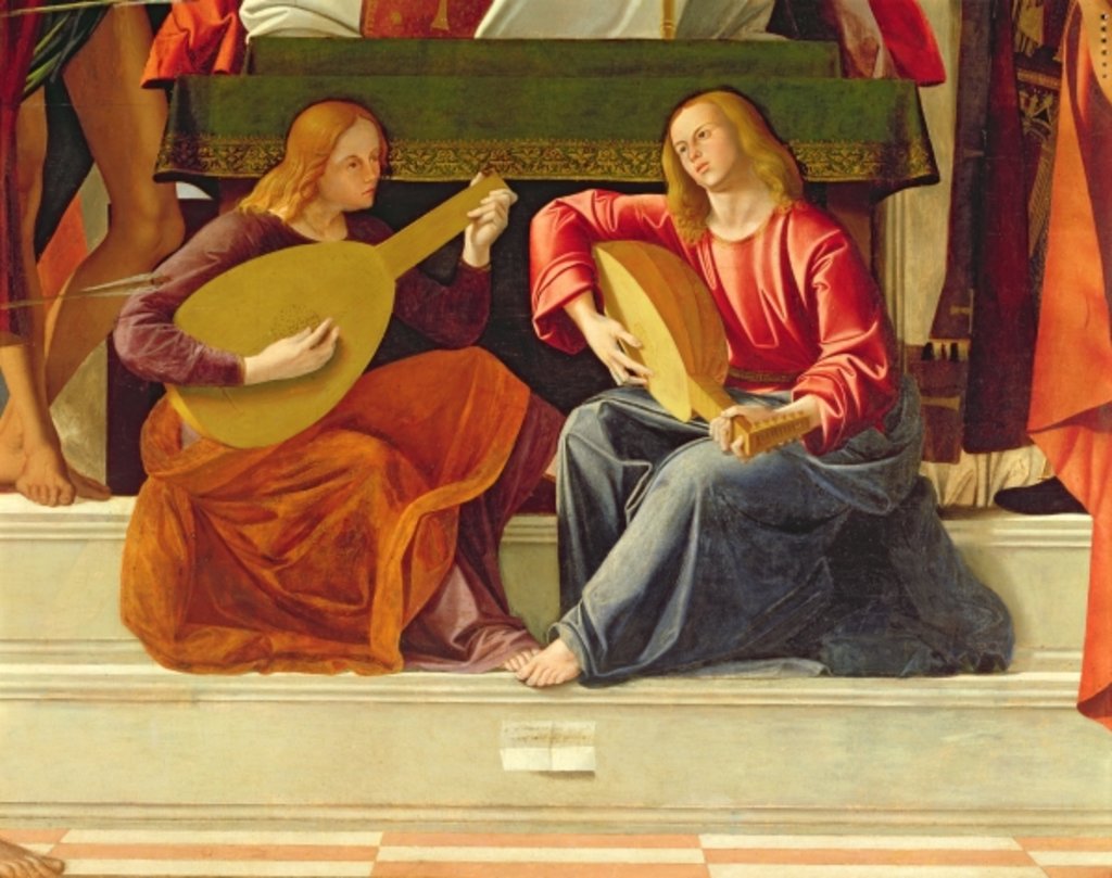 Detail of The angel musicians by Alvise & Basaiti Marco Vivarini