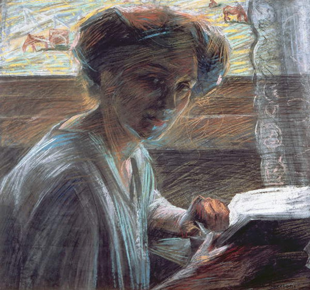 Detail of Woman Reading, 1909 by Umberto Boccioni