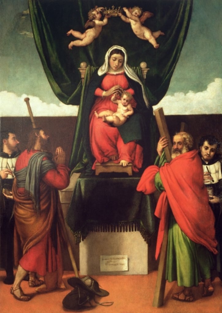 Detail of Madonna and Child Enthroned with Four Saints, 1546 by Lorenzo Lotto