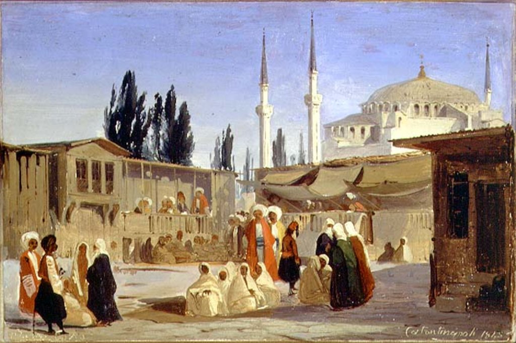 Detail of The Slave's Bazaar, Constantinople by Ippolito Caffi