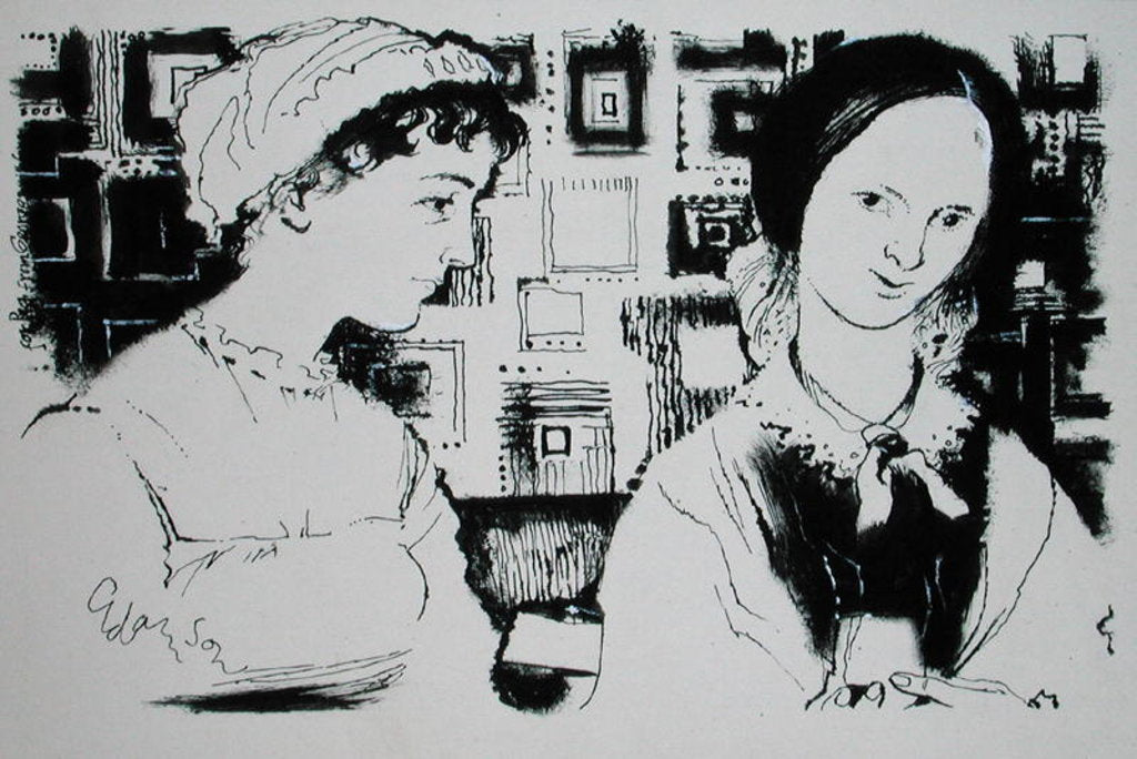 Detail of Jane Austen and Charlotte Bronte - an imaginary encounter by George Adamson