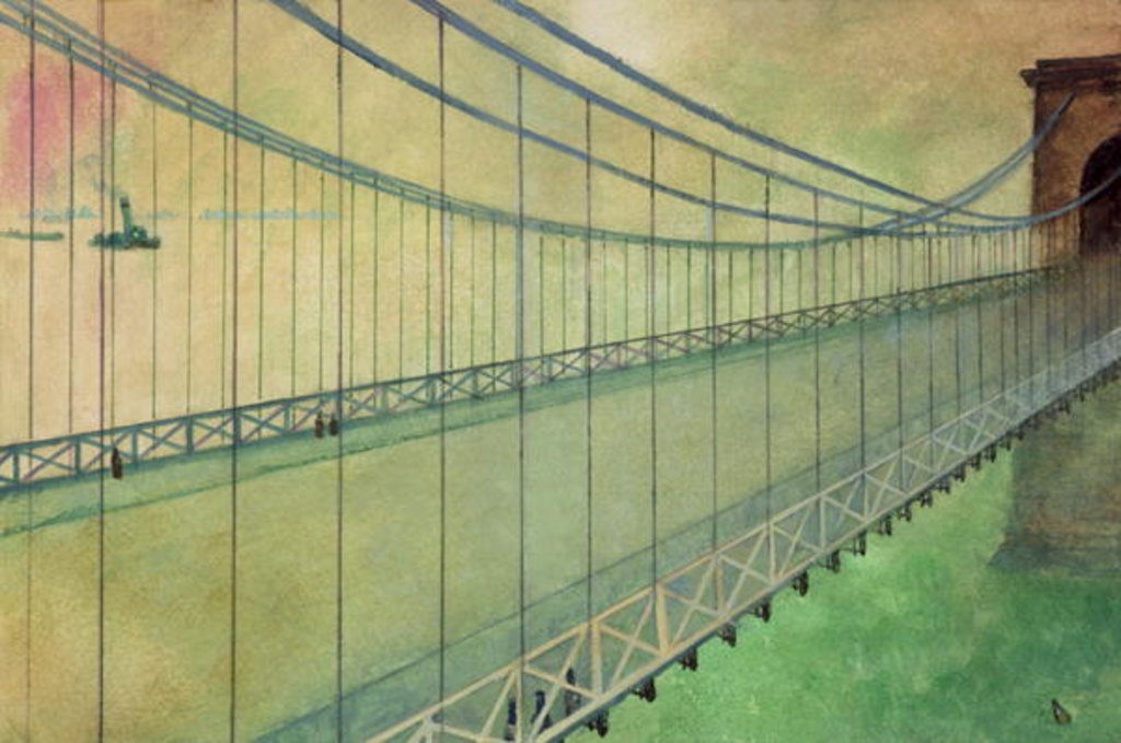 Detail of Hammersmith Bridge after the Boat Race by George Adamson