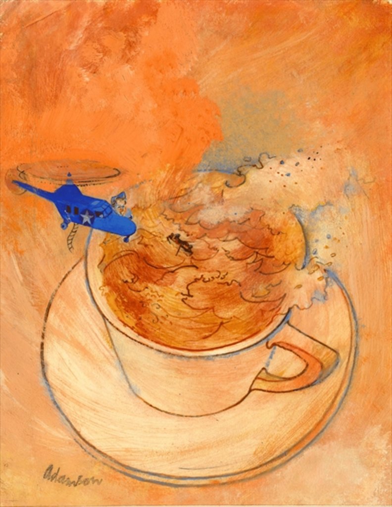 Detail of Storm in a teacup, gouache on paper by George Adamson